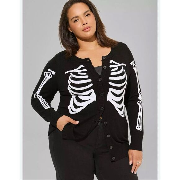 torrid Sweaters - Skeleton x torrid cardigan sweater open top shirt black bones goth